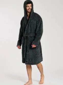 Loungeable Gris - Robe de chambre à capuche Sherpa Sale