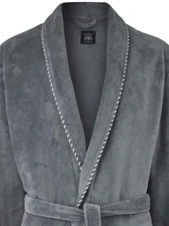 Savile Row Company Gris - Robe de chambre légère en polaire douce à bords de corde Online