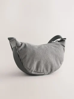 Next Gris - Sac à bandoulière effet velours côtelé Discount