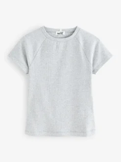 self. - Self T-shirt côtelé ajusté Gris Clearance