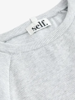 self. - Self T-shirt côtelé ajusté Gris Clearance