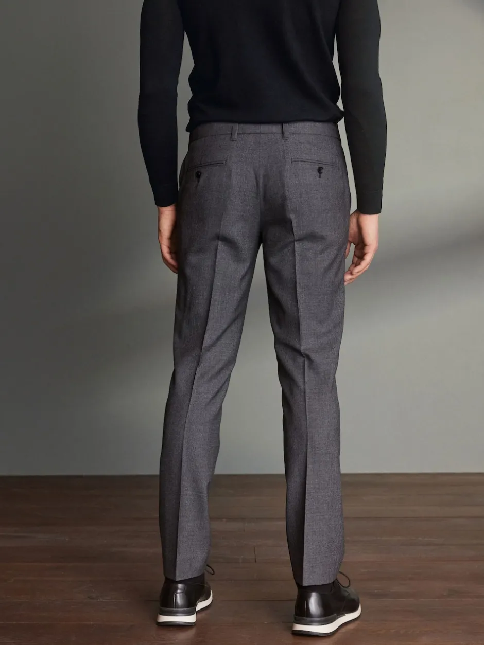 Next Gris - Slim Fit (Slim Fit) - Pantalons Signature en 100 % laine avec ceinture Motion Flex