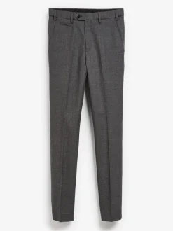 Next Gris - Slim Fit (Slim Fit) - Pantalons Signature en 100 % laine avec ceinture Motion Flex