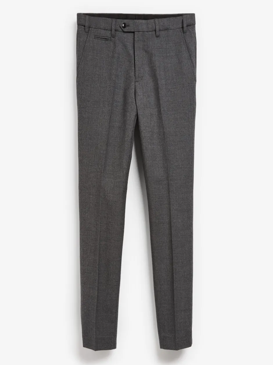 Next Gris - Slim Fit (Slim Fit) - Pantalons Signature en 100 % laine avec ceinture Motion Flex