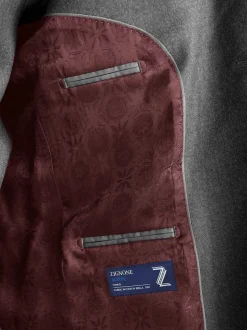 Next Gris - Slim Fit (Slim Fit) - Veste de costume en flanelle de laine et cachemire mélangées Signature Zignone Clearance