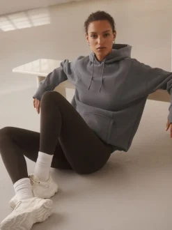 Next - Sweat-shirt à capuche long actif à coutures apparentes ultra-doux avec poches Gris