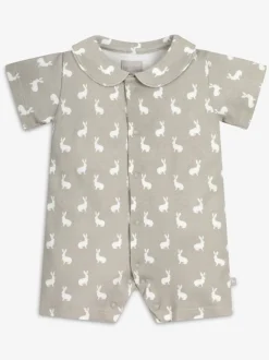 The Little Tailor Gris - Barboteuse Bébé Jersey Bunny Imprimé 100% Coton Clearance