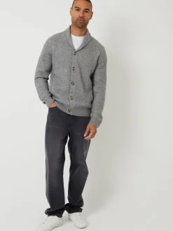 Threadbare Gris - Châle Col tricoté Cardigan New