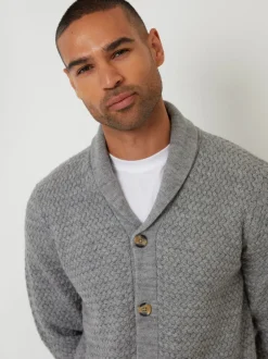 Threadbare Gris - Châle Col tricoté Cardigan New