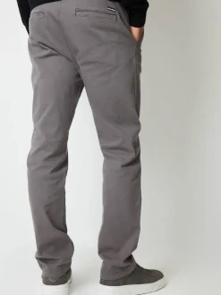 Threadbare Gris - Coupe droite Canvas Pantalons With Extensible Hot