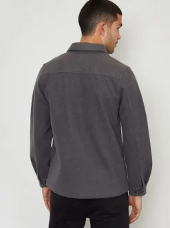 Threadbare Gris - Veste-chemise à boutons en laine et fausse fourrure Online