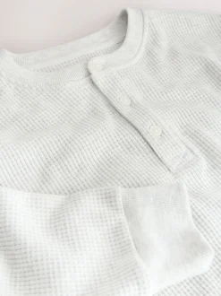 Next Gris - T-shirt manches longues à col mao Discount