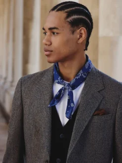 Next Gris - Veste de costume à coupe ajustée en laine mélangée à rayures à chevrons Discount