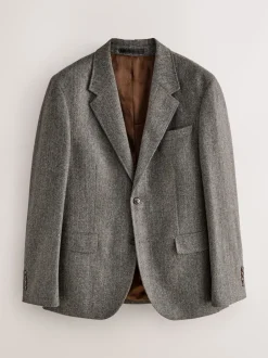 Next Gris - Veste de costume à coupe ajustée en laine mélangée à rayures à chevrons Discount