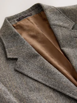 Next Gris - Veste de costume à coupe ajustée en laine mélangée à rayures à chevrons Discount