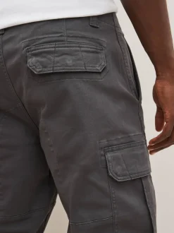 Next - Ajustement droit - Pantalon cargo stretch en coton Gris anthracite Discount
