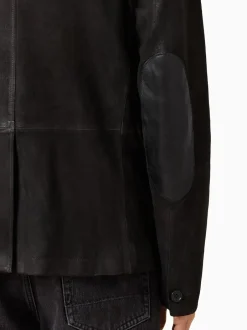 All Saints Gris Anthracite - Blazer AllSaints Survey en cuir daim gris double couche Online