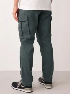 Next Gris anthracite - - Pantalon cargo stretch en coton Coupe fuselée régulière Clearance