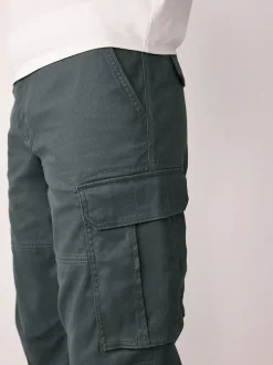 Next Gris anthracite - - Pantalon cargo stretch en coton Coupe fuselée régulière Clearance