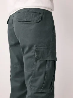 Next Gris anthracite - - Pantalon cargo stretch en coton Coupe fuselée régulière Clearance