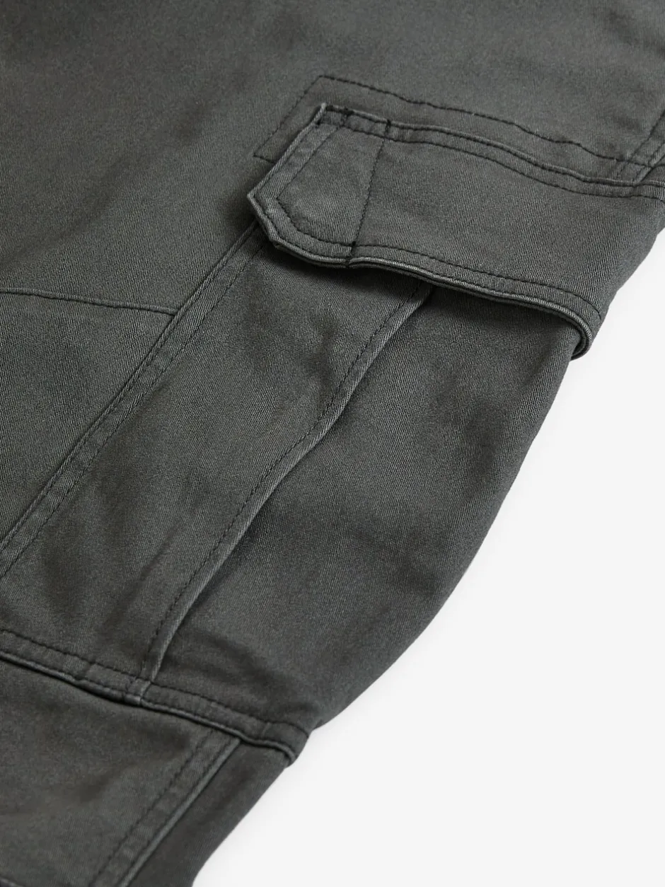 Next - Slim Fit (Slim Fit) - Pantalon cargo stretch en coton Gris anthracite Clearance