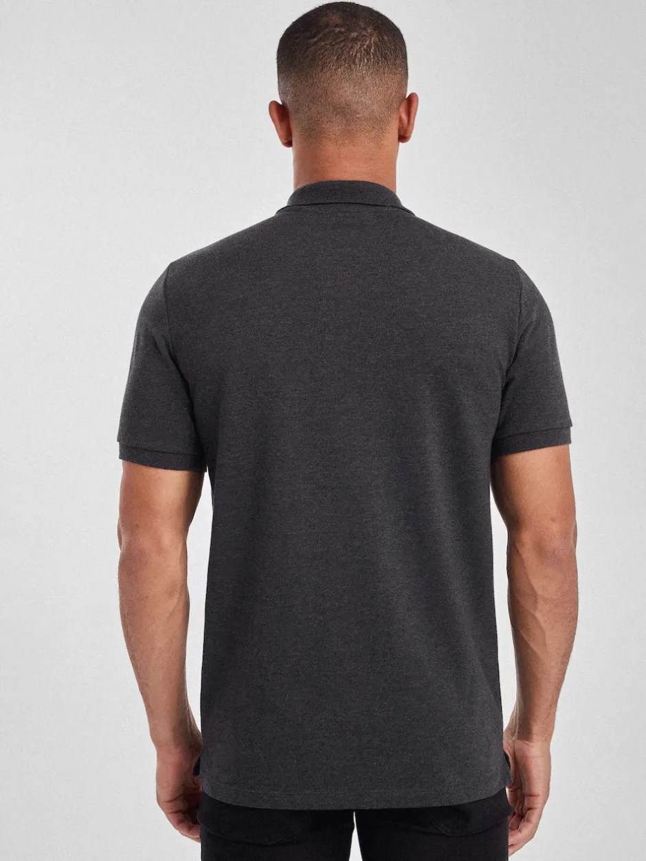 Next - Slim Fit (Slim Fit) - Polo Manches courtes Pique Gris anthracite Best