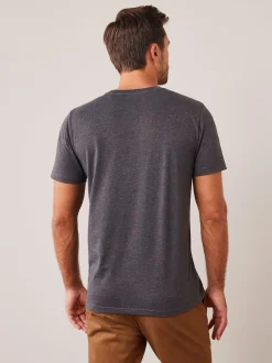 Next - Ajustement régulier - T-shirt Essential Col rond en coton Gris anthracite chiné Discount