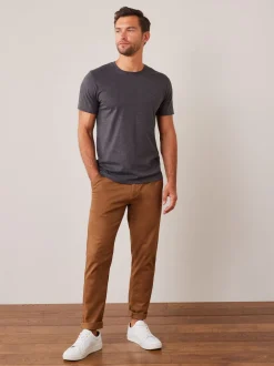 Next - Ajustement régulier - T-shirt Essential Col rond en coton Gris anthracite chiné Discount