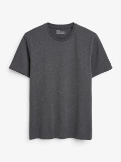 Next - Ajustement régulier - T-shirt Essential Col rond en coton Gris anthracite chiné Discount