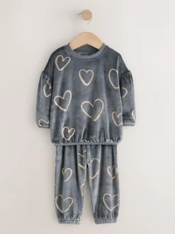 Next - Pyjama en laine polaire (9mths-16yrs) Gris anthracite cœur métallisé Discount