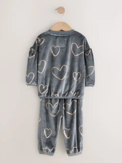 Next - Pyjama en laine polaire (9mths-16yrs) Gris anthracite cœur métallisé Discount