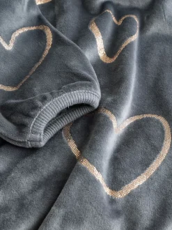 Next - Pyjama en laine polaire (9mths-16yrs) Gris anthracite cœur métallisé Discount