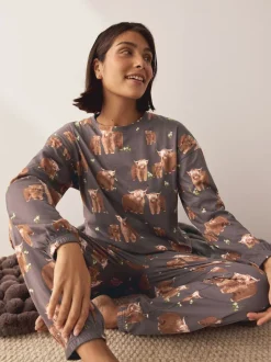 Next Gris anthracite Hamish the Highland Cow - Pyjama à manches longues Clearance
