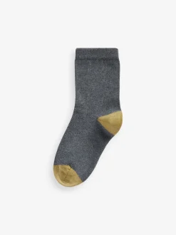 Next Gris avec talon et orteil contrastés - Paquet de chaussettes en coton riche 10 Sale