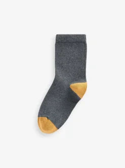 Next Gris avec talon et orteil contrastés - Paquet de chaussettes en coton riche 10 Sale