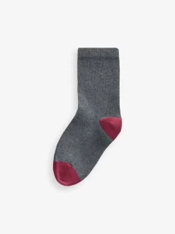 Next Gris avec talon et orteil contrastés - Paquet de chaussettes en coton riche 10 Sale