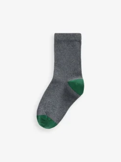 Next Gris avec talon et orteil contrastés - Paquet de chaussettes en coton riche 10 Sale