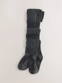 Next Gris avoine noire et bleu marine - Lot de 5 collants en torsades de coton riche Outlet