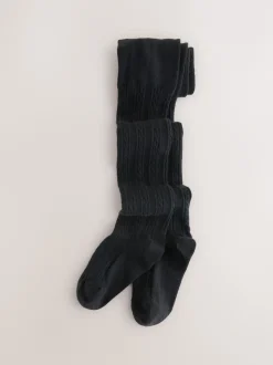 Next Gris avoine noire et bleu marine - Lot de 5 collants en torsades de coton riche Outlet