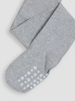 Jojo Maman Bébé - Collant uni en coton riche Gris chiné Discount