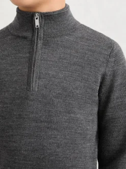 Reiss - Pull Blackhall à quart de zip en laine mérinos Gris chiné Derby Online