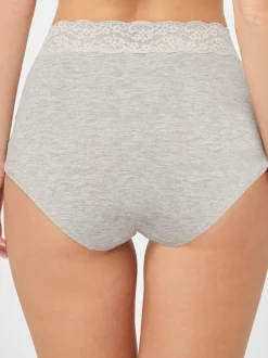 Next - Lot de 4 culottes en coton et dentelle Gris chiné/rose/prune Clearance