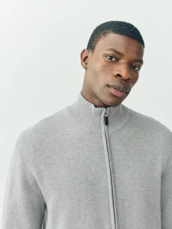 Next Gris clair - Cardigan zippé N.premium coupe classique 100% coton haut de gamme Online