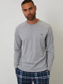 Threadbare - Ensemble pyjama Blend manches longues Gris clair Outlet