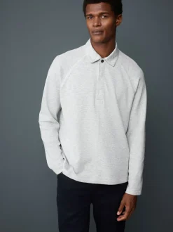 Next Gris clair - Manches longues - Polo texturé à manches longues gaufré Discount