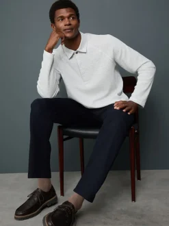 Next Gris clair - Manches longues - Polo texturé à manches longues gaufré Discount