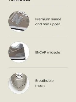 New Balance - Mens 574 Trainers Gris clair Best