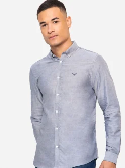 Threadbare - Oxford Manches longues Chemises Gris clair Hot
