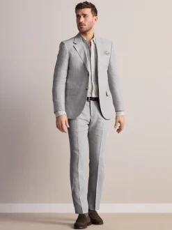 Next Gris clair - Veste de costume slim Leomaster 100% lin italien Outlet