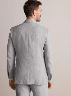 Next Gris clair - Veste de costume slim Leomaster 100% lin italien Outlet